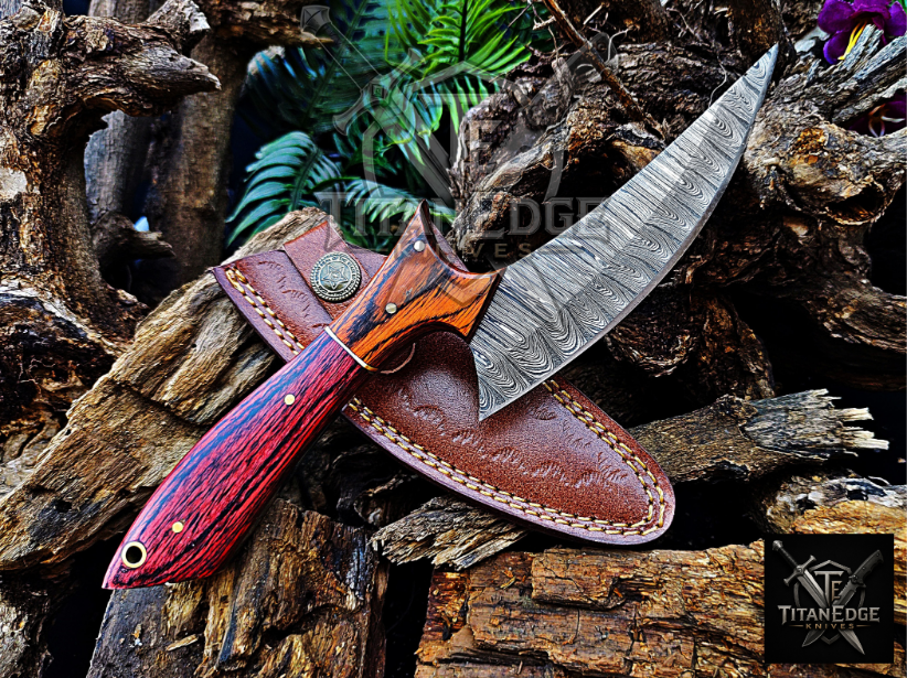 Personalized Handmade Damascus Steel Bowie Knife Hunting Knife: Forged Camping Knife, Gift for Groomsmen With Leather Sheath