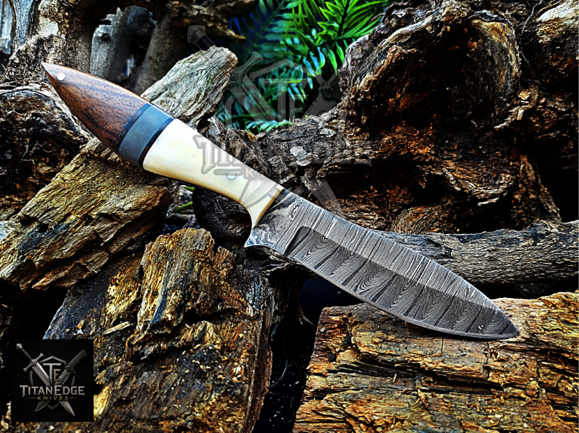 Personalized Handmade Damascus Steel Bowie Knife Hunting Knife: Forged Camping Knife, Gift for Groomsmen With Leather Sheath