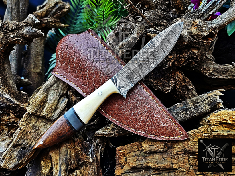 Personalized Handmade Damascus Steel Bowie Knife Hunting Knife: Forged Camping Knife, Gift for Groomsmen With Leather Sheath