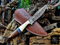 Personalized Handmade Damascus Steel Bowie Knife Hunting Knife: Forged Camping Knife, Gift for Groomsmen With Leather Sheath