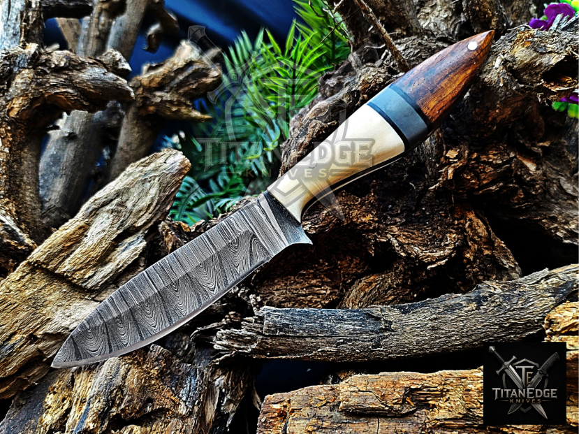 Personalized Handmade Damascus Steel Bowie Knife Hunting Knife: Forged Camping Knife, Gift for Groomsmen With Leather Sheath