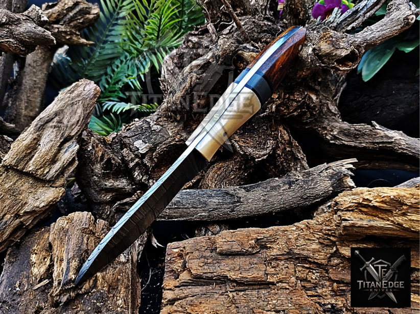 Personalized Handmade Damascus Steel Bowie Knife Hunting Knife: Forged Camping Knife, Gift for Groomsmen With Leather Sheath