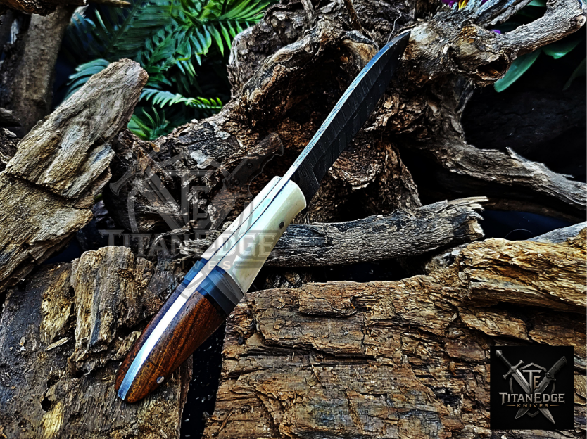 Personalized Handmade Damascus Steel Bowie Knife Hunting Knife: Forged Camping Knife, Gift for Groomsmen With Leather Sheath