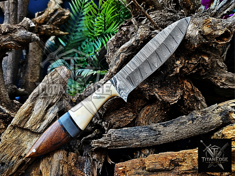 Personalized Handmade Damascus Steel Bowie Knife Hunting Knife: Forged Camping Knife, Gift for Groomsmen With Leather Sheath