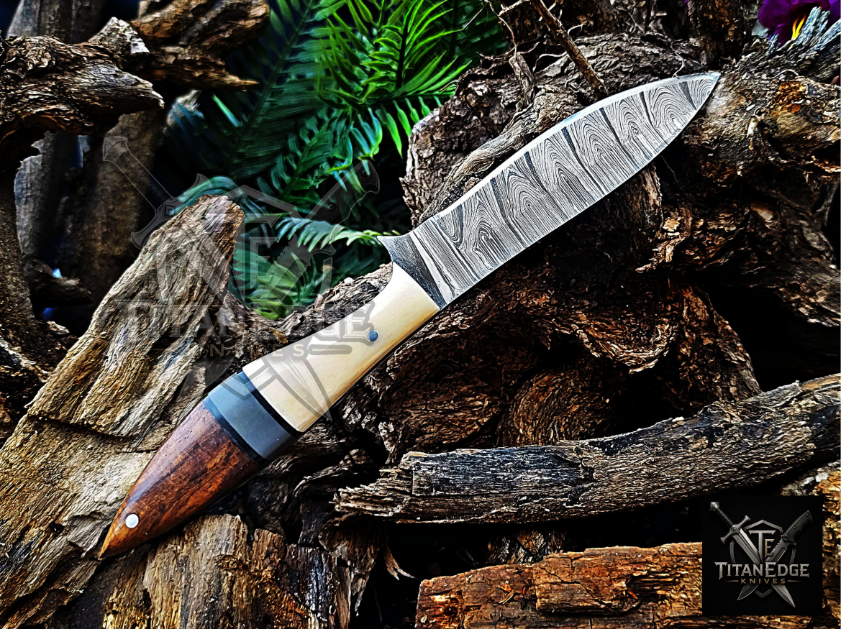Personalized Handmade Damascus Steel Bowie Knife Hunting Knife: Forged Camping Knife, Gift for Groomsmen With Leather Sheath