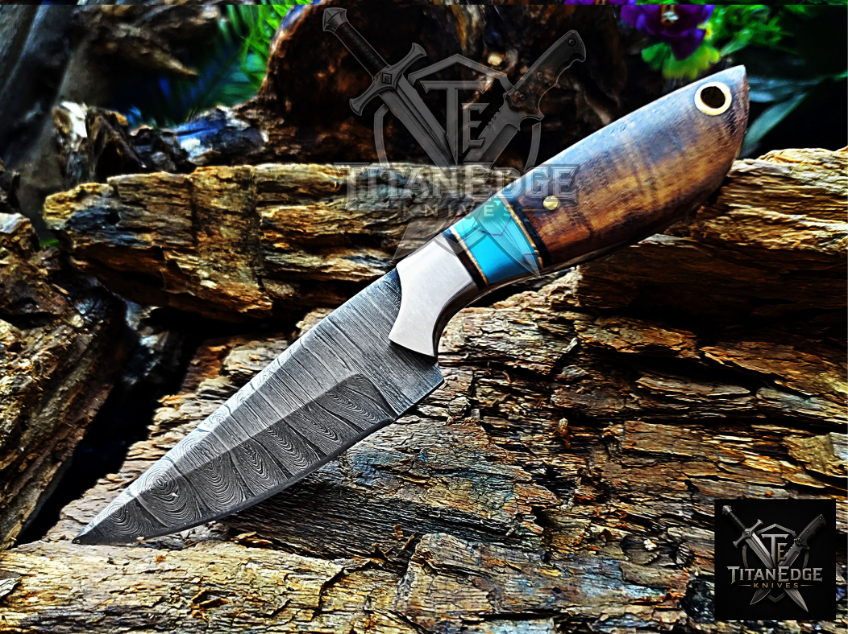 Personalized Handmade Damascus Steel Bowie Knife Hunting Knife: Forged Camping Knife, Gift for Groomsmen With Leather Sheath
