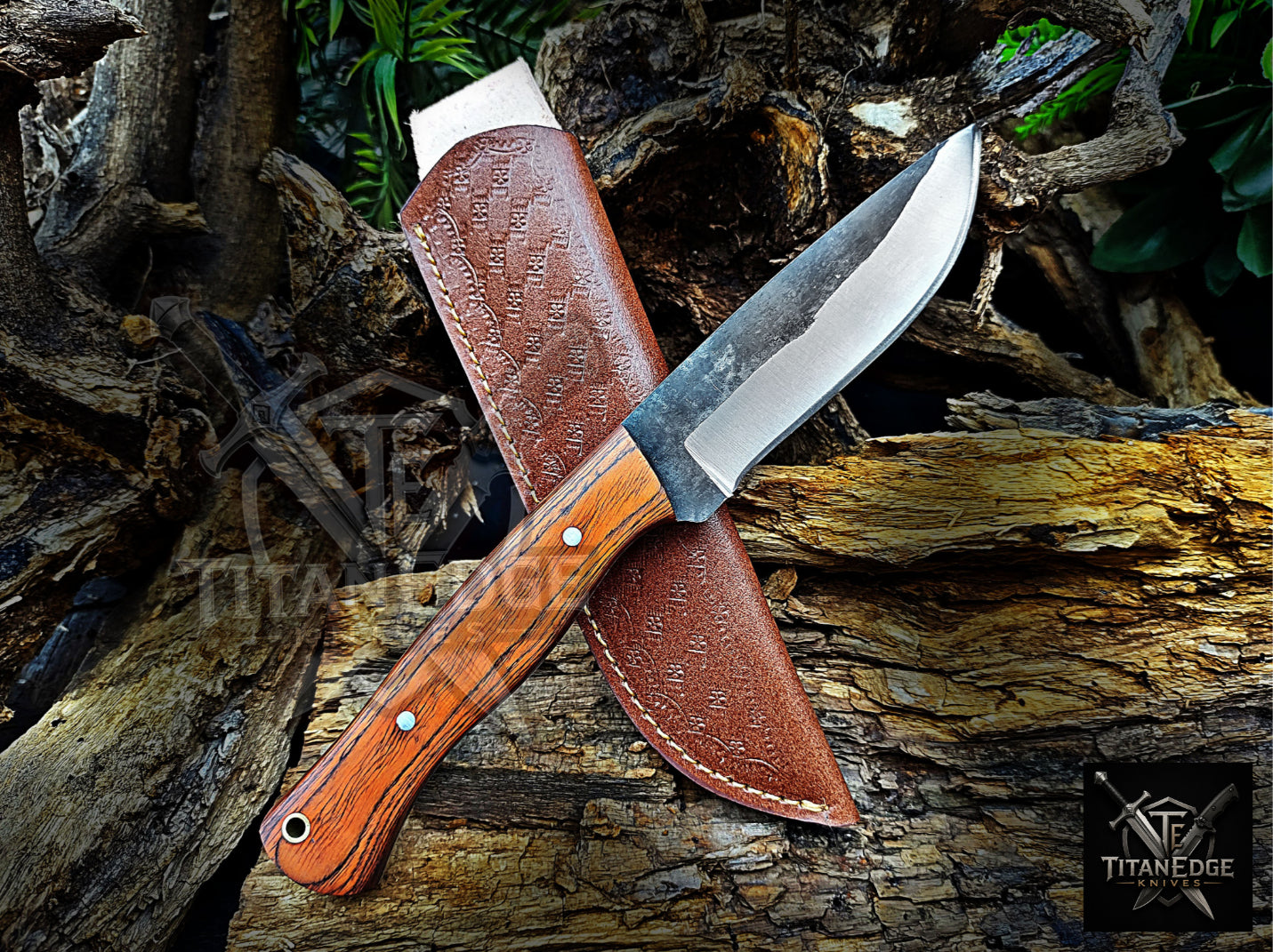 Personalized Handmade Damascus Steel Bowie Knife Hunting Knife: Forged Camping Knife, Gift for Groomsmen With Leather Sheath