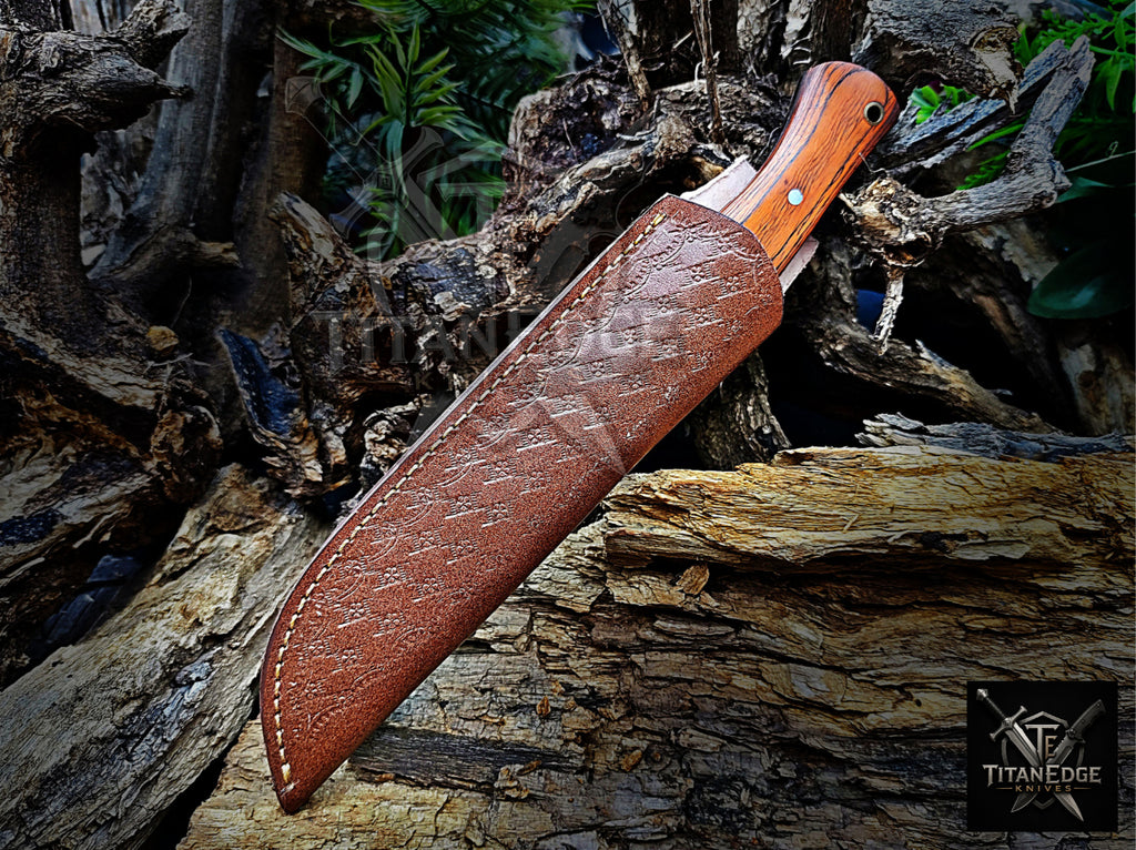 Personalized Handmade Damascus Steel Bowie Knife Hunting Knife: Forged Camping Knife, Gift for Groomsmen With Leather Sheath