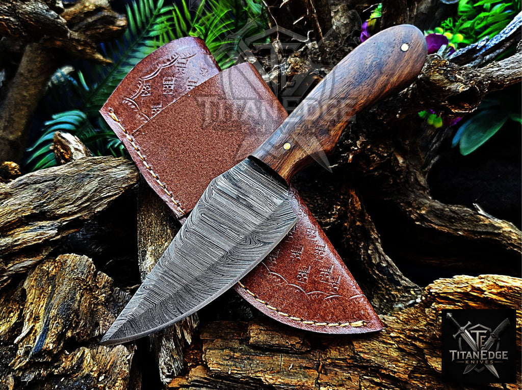 Personalized Handmade Damascus Steel Bowie Knife Hunting Knife: Forged Camping Knife, Gift for Groomsmen With Leather Sheath