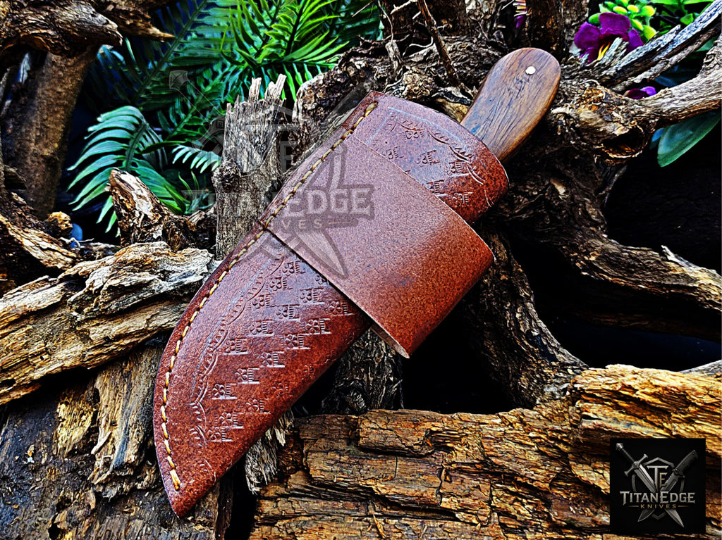 Personalized Handmade Damascus Steel Bowie Knife Hunting Knife: Forged Camping Knife, Gift for Groomsmen With Leather Sheath