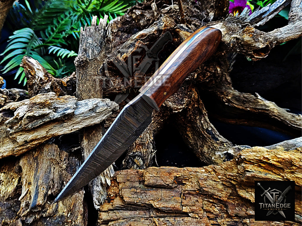 Personalized Handmade Damascus Steel Bowie Knife Hunting Knife: Forged Camping Knife, Gift for Groomsmen With Leather Sheath