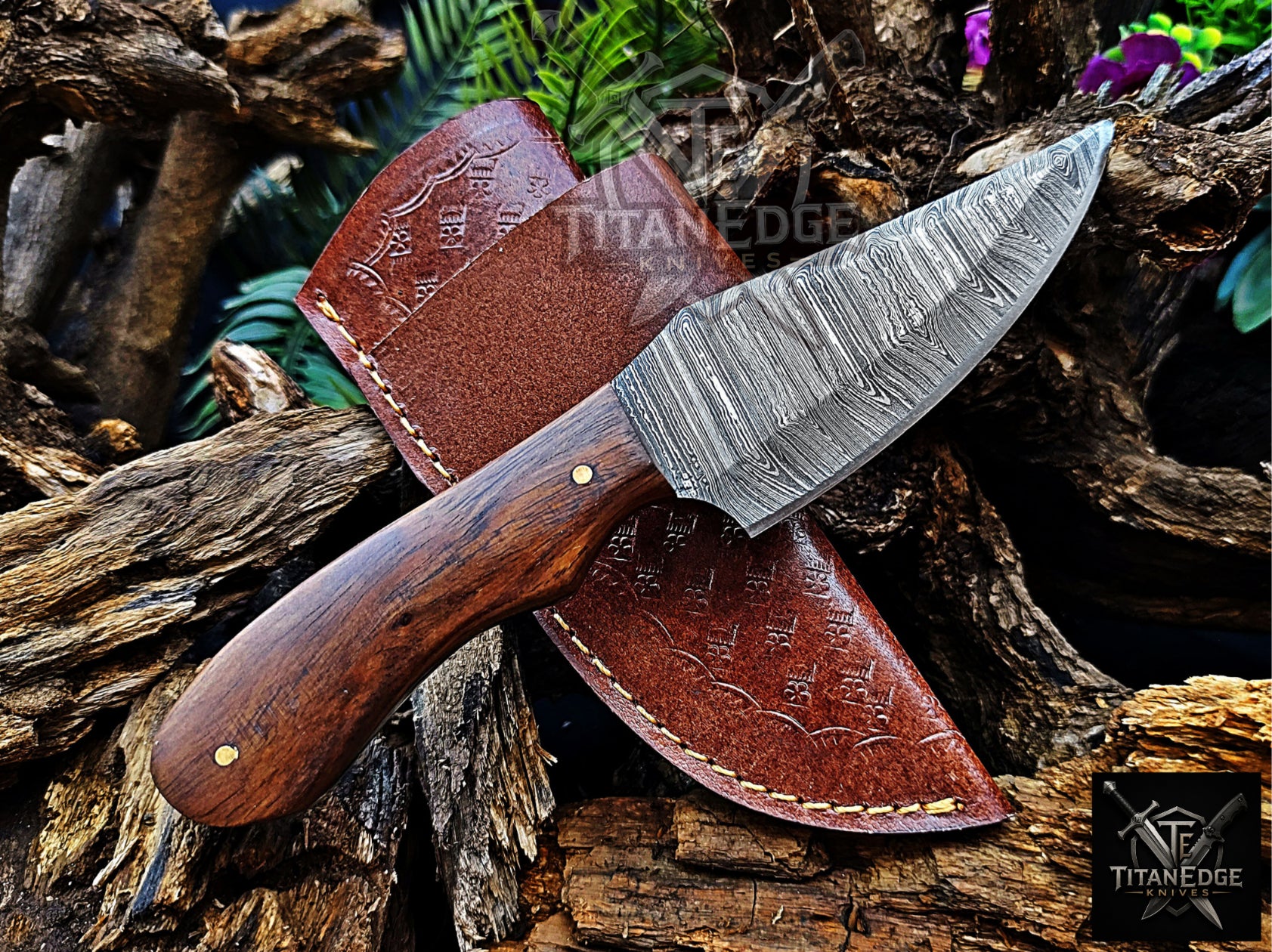 Personalized Handmade Damascus Steel Bowie Knife Hunting Knife: Forged Camping Knife, Gift for Groomsmen With Leather Sheath