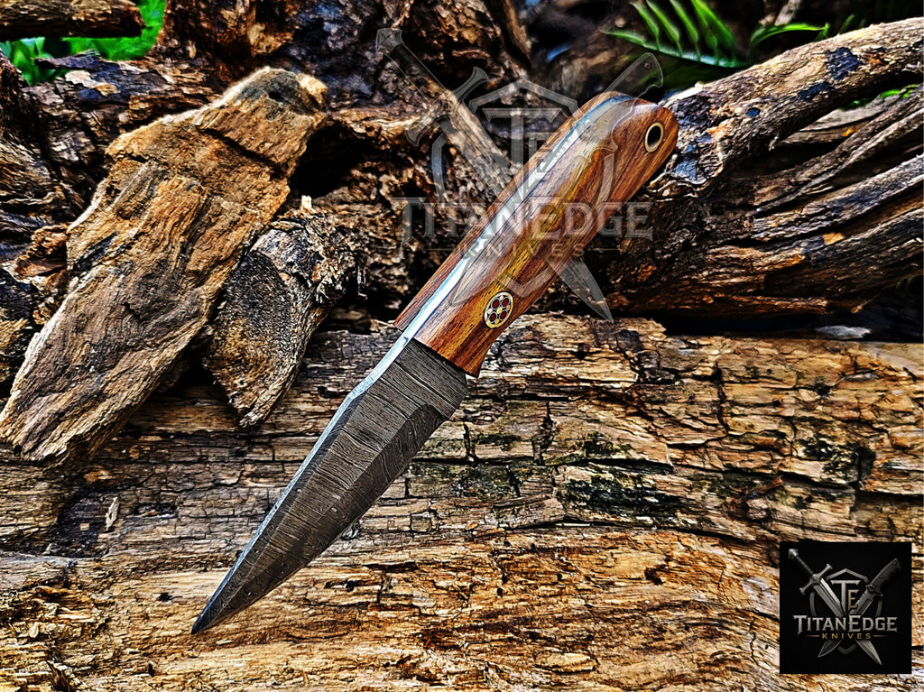 Personalized Handmade Damascus Steel Bowie Knife Hunting Knife: Forged Camping Knife, Gift for Groomsmen With Leather Sheath