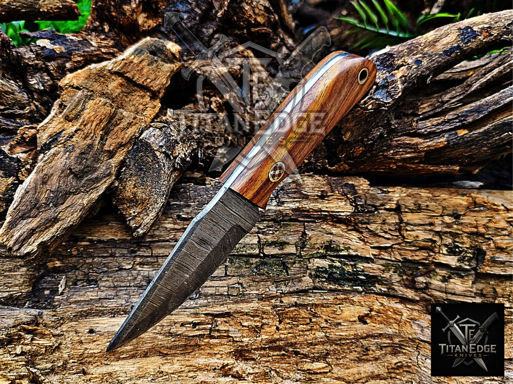 Personalized Handmade Damascus Steel Bowie Knife Hunting Knife: Forged Camping Knife, Gift for Groomsmen With Leather Sheath
