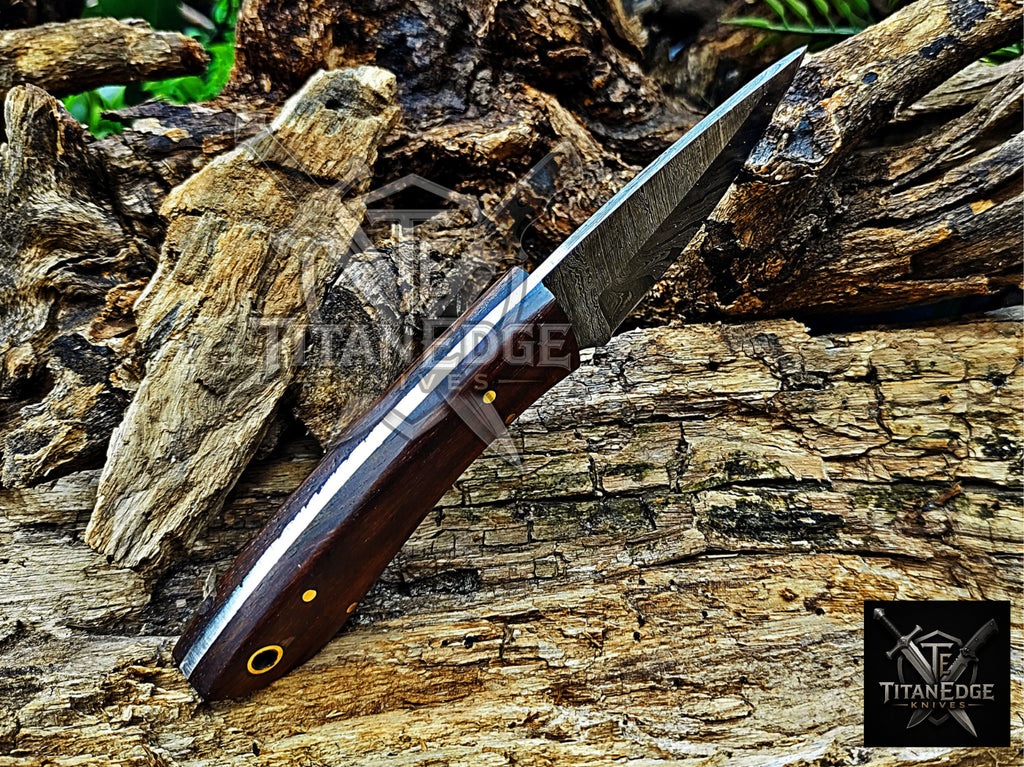 Personalized Handmade Damascus Steel Bowie Knife Hunting Knife: Forged Camping Knife, Gift for Groomsmen With Leather Sheath