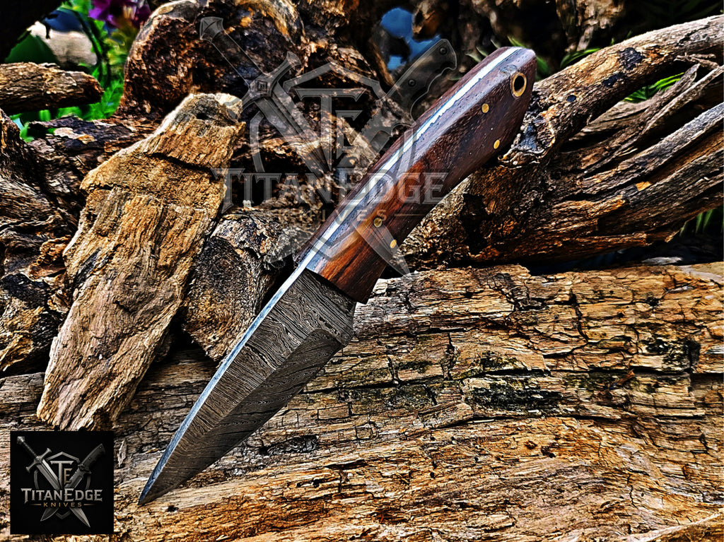 Personalized Handmade Damascus Steel Bowie Knife Hunting Knife: Forged Camping Knife, Gift for Groomsmen With Leather Sheath
