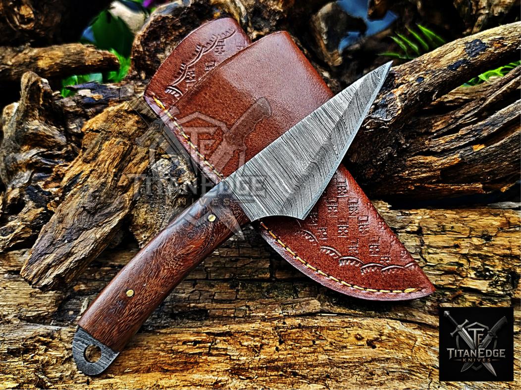Personalized Handmade Damascus Steel Bowie Knife Hunting Knife: Forged Camping Knife, Gift for Groomsmen With Leather Sheath