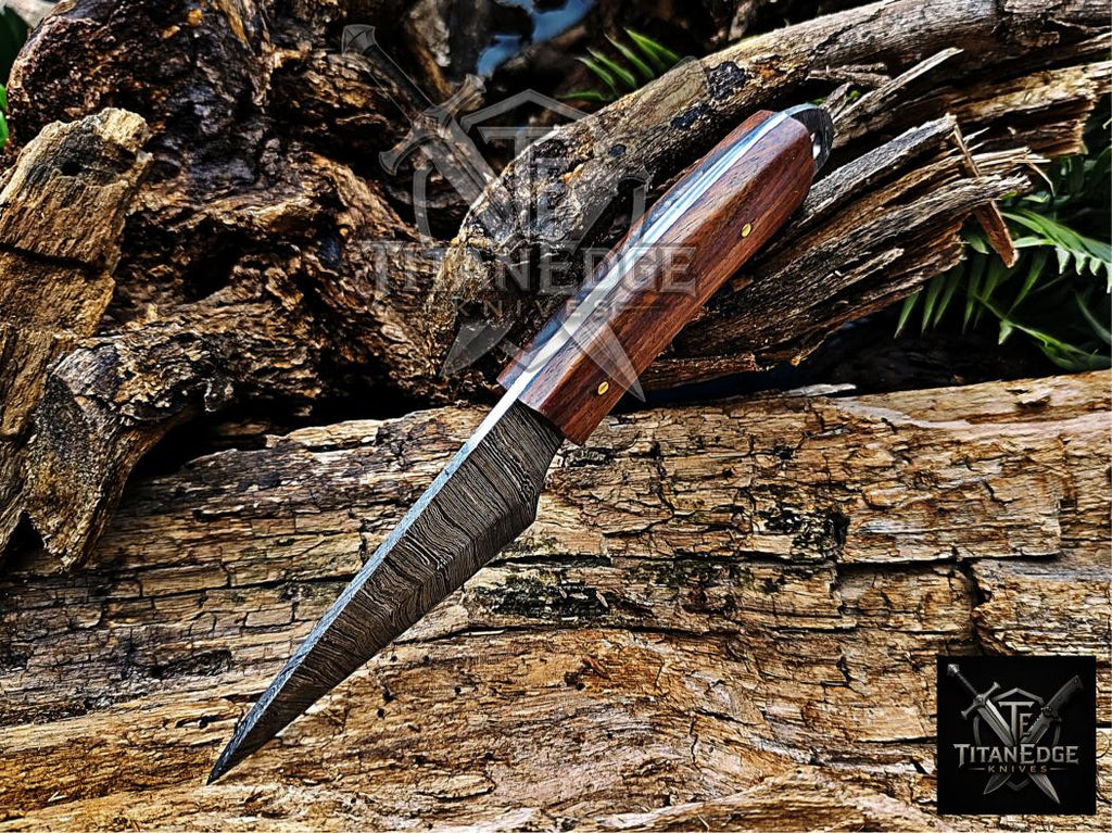 Personalized Handmade Damascus Steel Bowie Knife Hunting Knife: Forged Camping Knife, Gift for Groomsmen With Leather Sheath