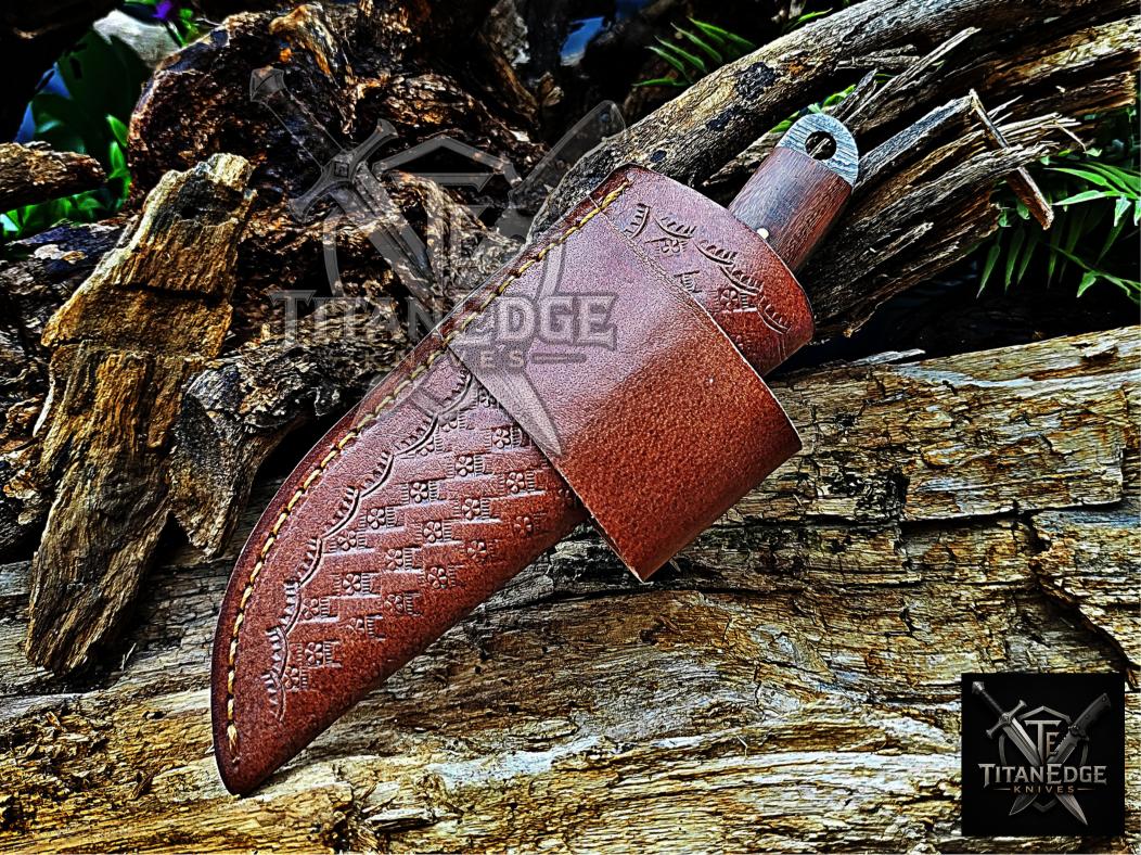 Personalized Handmade Damascus Steel Bowie Knife Hunting Knife: Forged Camping Knife, Gift for Groomsmen With Leather Sheath