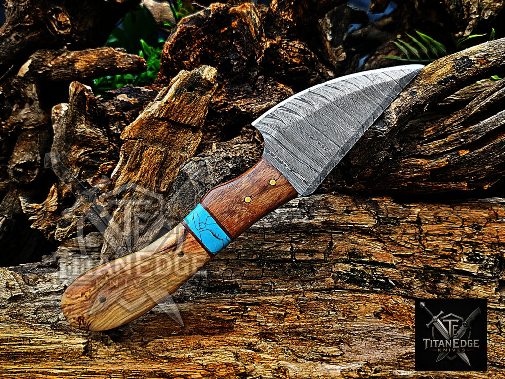 Personalized Handmade Damascus Steel Bowie Knife Hunting Knife: Forged Camping Knife, Gift for Groomsmen With Leather Sheath