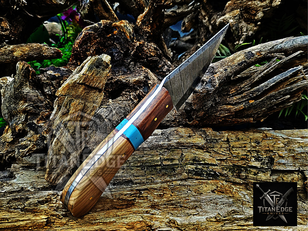 Personalized Handmade Damascus Steel Bowie Knife Hunting Knife: Forged Camping Knife, Gift for Groomsmen With Leather Sheath