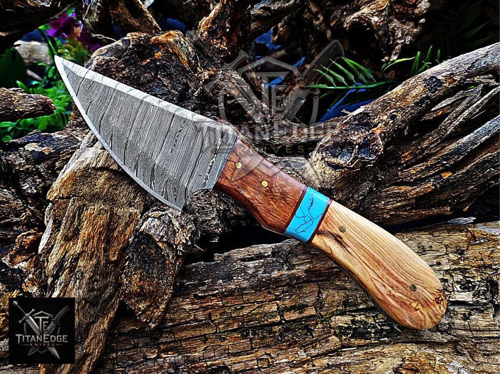 Personalized Handmade Damascus Steel Bowie Knife Hunting Knife: Forged Camping Knife, Gift for Groomsmen With Leather Sheath