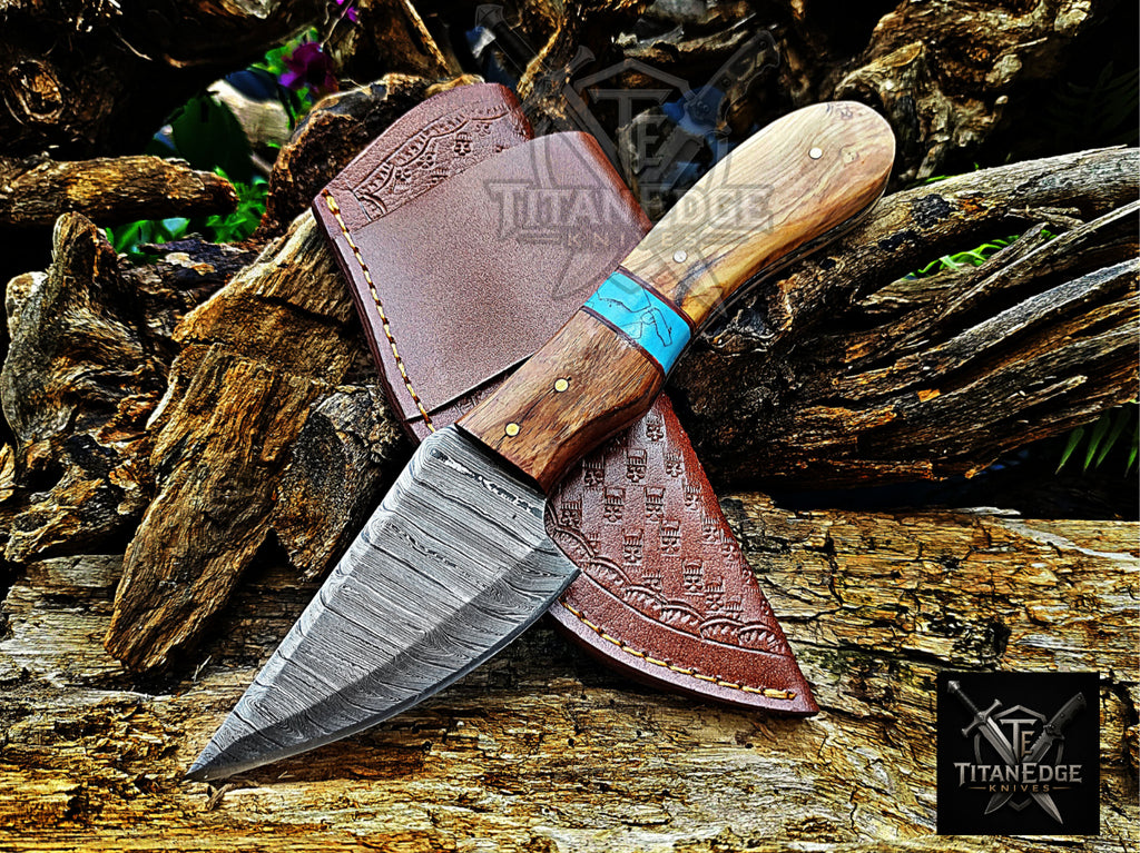 Personalized Handmade Damascus Steel Bowie Knife Hunting Knife: Forged Camping Knife, Gift for Groomsmen With Leather Sheath