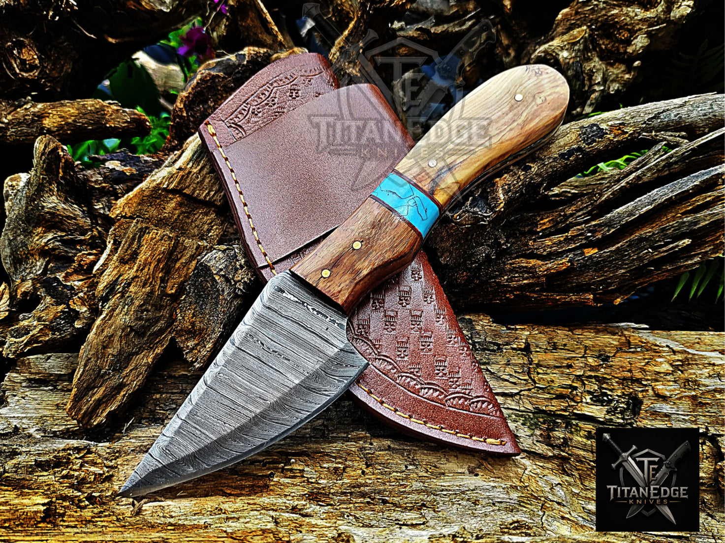 Personalized Handmade Damascus Steel Bowie Knife Hunting Knife: Forged Camping Knife, Gift for Groomsmen With Leather Sheath