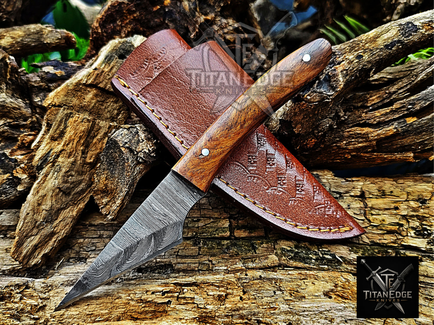Personalized Handmade Damascus Steel Bowie Knife Hunting Knife: Forged Camping Knife, Gift for Groomsmen With Leather Sheath