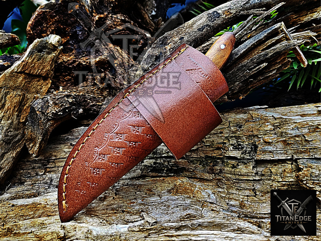 Personalized Handmade Damascus Steel Bowie Knife Hunting Knife: Forged Camping Knife, Gift for Groomsmen With Leather Sheath