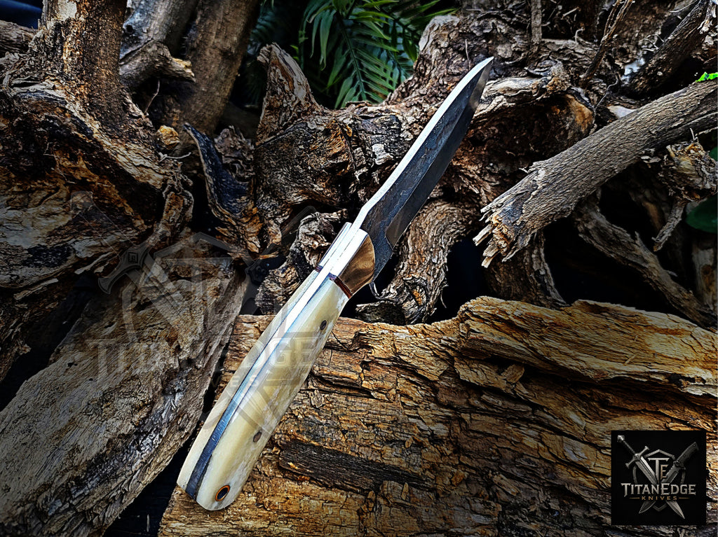 Personalized Handmade Damascus Steel Bowie Knife Hunting Knife: Forged Camping Knife, Gift for Groomsmen With Leather Sheath