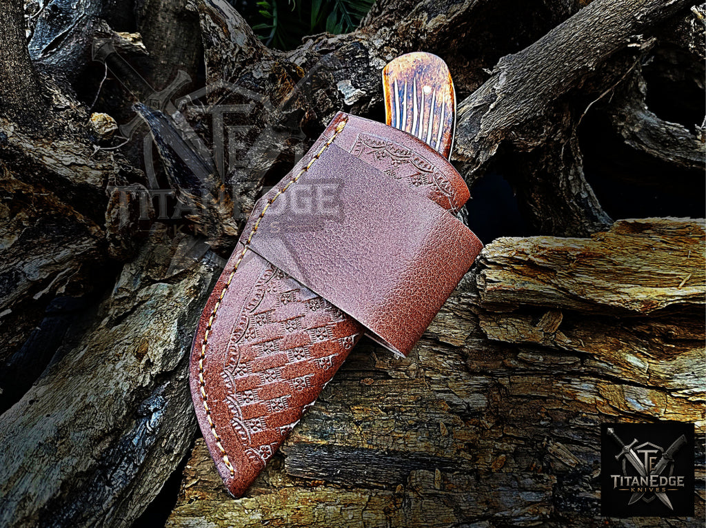 Personalized Handmade Damascus Steel Bowie Knife Hunting Knife: Forged Camping Knife, Gift for Groomsmen With Leather Sheath