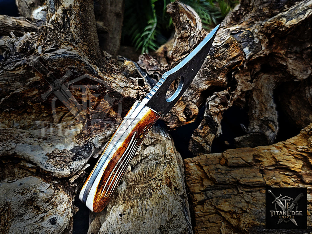 Personalized Handmade Damascus Steel Bowie Knife Hunting Knife: Forged Camping Knife, Gift for Groomsmen With Leather Sheath