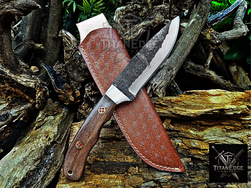Personalized Handmade Damascus Steel Bowie Knife Hunting Knife: Forged Camping Knife, Gift for Groomsmen With Leather Sheath