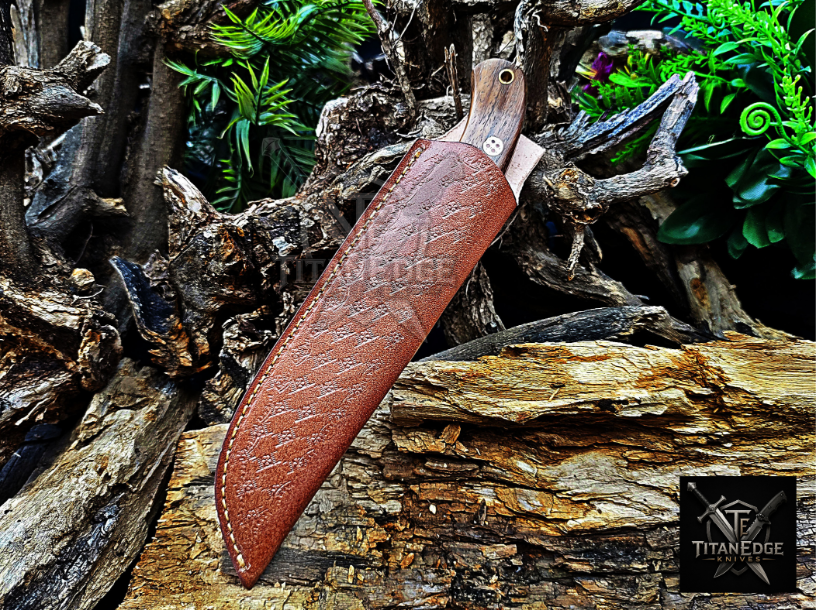 Personalized Handmade Damascus Steel Bowie Knife Hunting Knife: Forged Camping Knife, Gift for Groomsmen With Leather Sheath