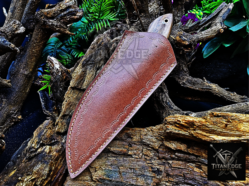Personalized Handmade Damascus Steel Bowie Knife Hunting Knife: Forged Camping Knife, Gift for Groomsmen With Leather Sheath