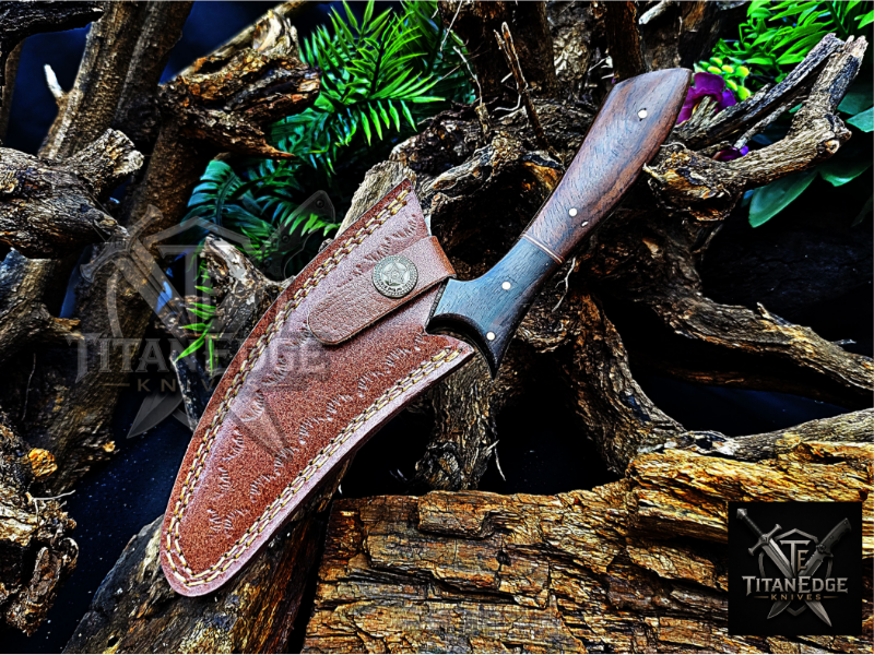 Personalized Handmade Damascus Steel Bowie Knife Hunting Knife: Forged Camping Knife, Gift for Groomsmen With Leather Sheath