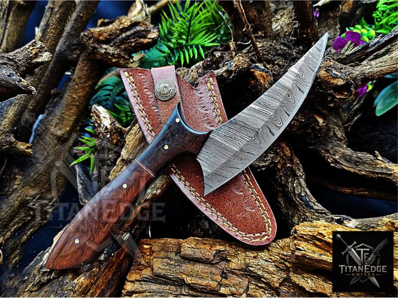 Personalized Handmade Damascus Steel Bowie Knife Hunting Knife: Forged Camping Knife, Gift for Groomsmen With Leather Sheath