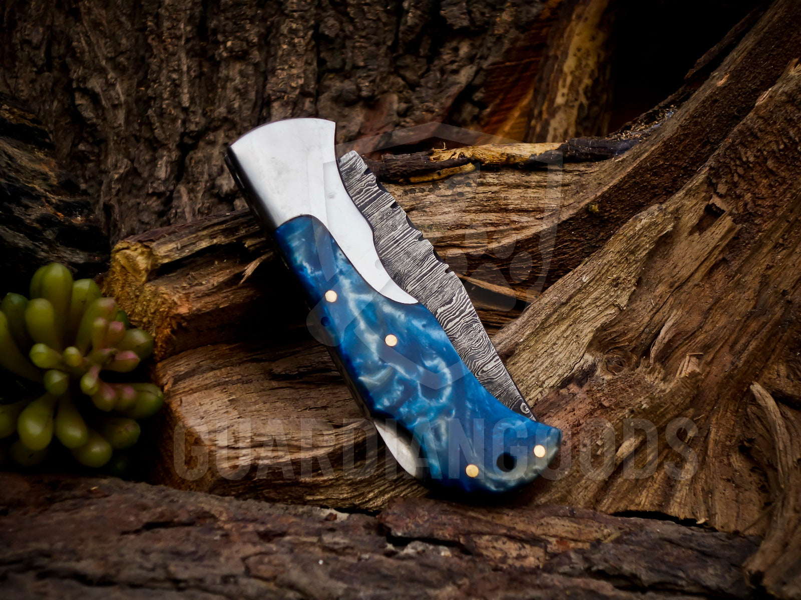 Personalized Handmade 6.75"Damascus Steel Pocket Knife, Folding EDC Hunting Knife, Wood Handle, Groomsmen Gift With Leather Sheath (Copy)