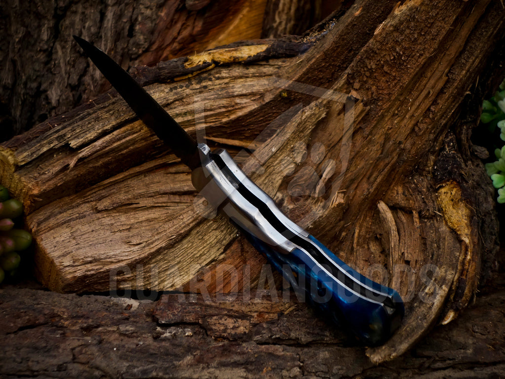 Personalized Handmade 6.75"Damascus Steel Pocket Knife, Folding EDC Hunting Knife, Wood Handle, Groomsmen Gift With Leather Sheath (Copy)
