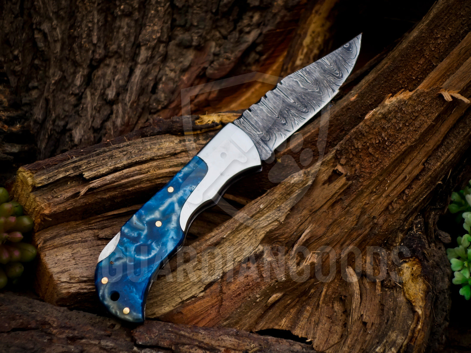 Personalized Handmade 6.75"Damascus Steel Pocket Knife, Folding EDC Hunting Knife, Wood Handle, Groomsmen Gift With Leather Sheath (Copy)