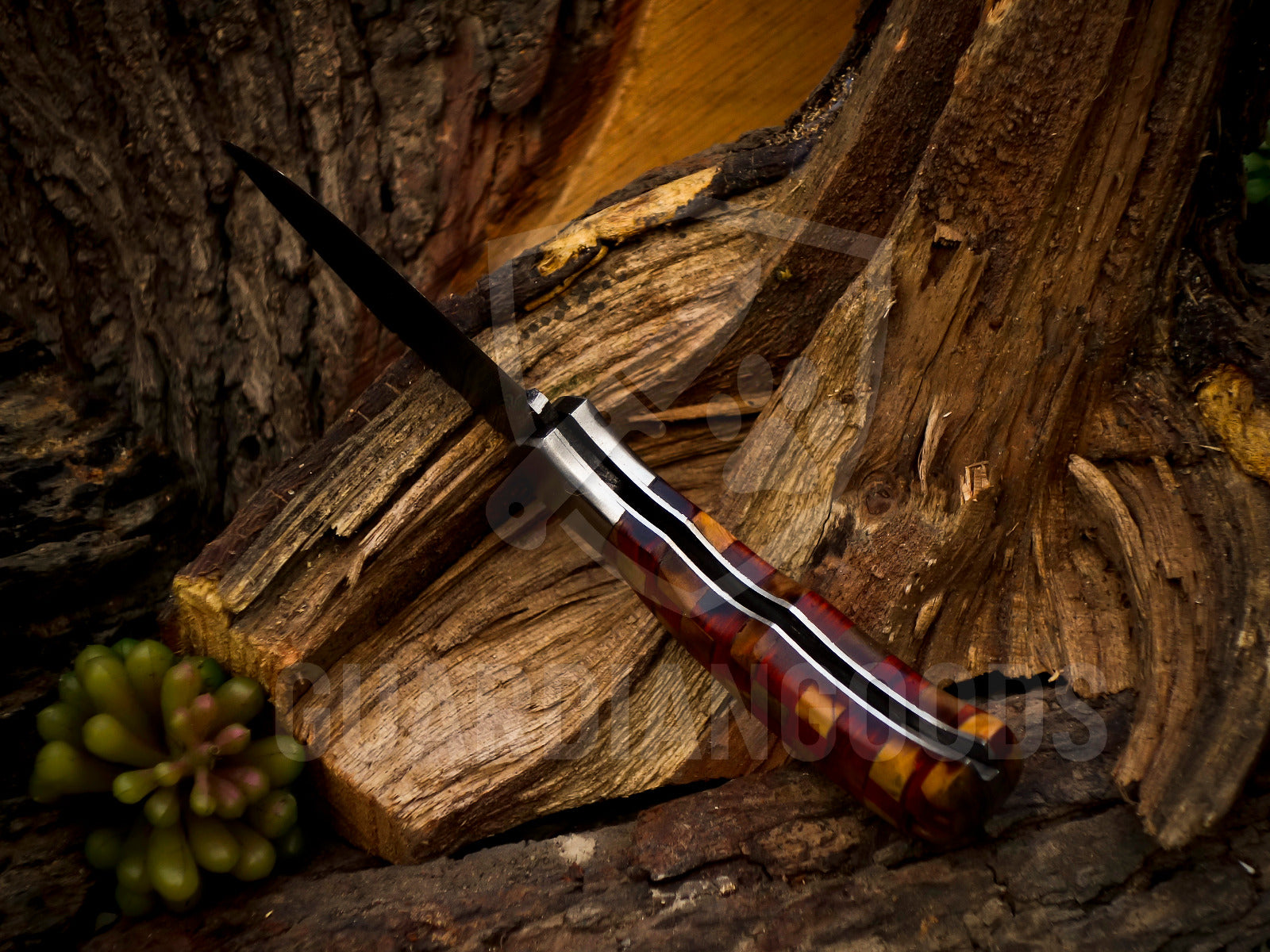 Personalized Handmade 6.75"Damascus Steel Pocket Knife, Folding EDC Hunting Knife, Wood Handle, Groomsmen Gift With Leather Sheath