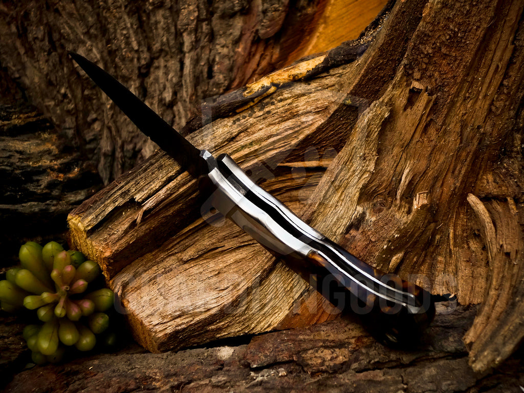 Personalized Handmade 6.75"Damascus Steel Pocket Knife, Folding EDC Hunting Knife, Resin Handle, Groomsmen Gift With Leather Sheath