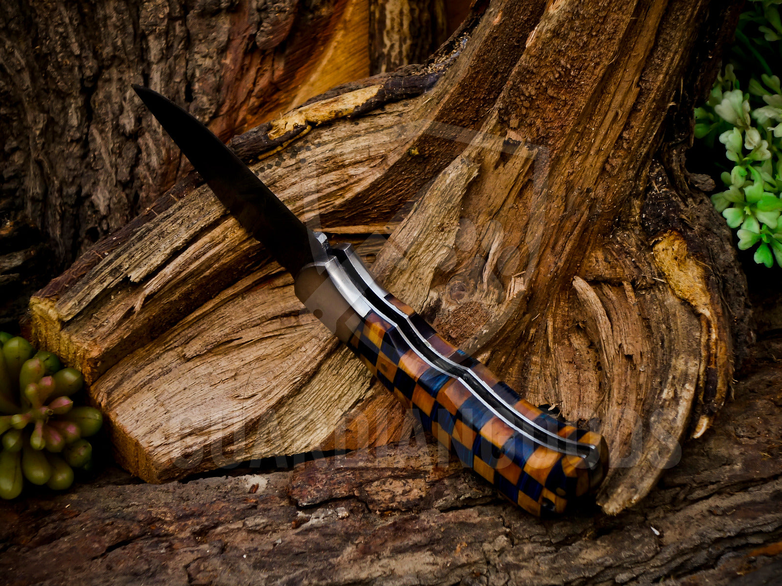 Personalized Handmade 6.75"Damascus Steel Pocket Knife, Folding EDC Hunting Knife, Wood Handle, Groomsmen Gift With Leather Sheath