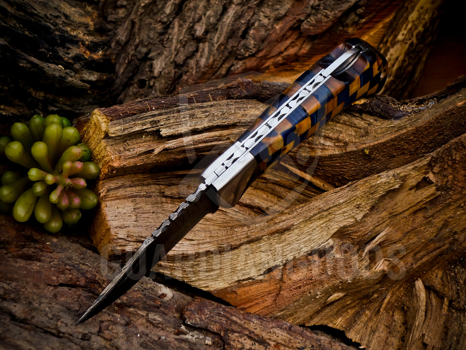 Personalized Handmade 6.75"Damascus Steel Pocket Knife, Folding EDC Hunting Knife, Wood Handle, Groomsmen Gift With Leather Sheath