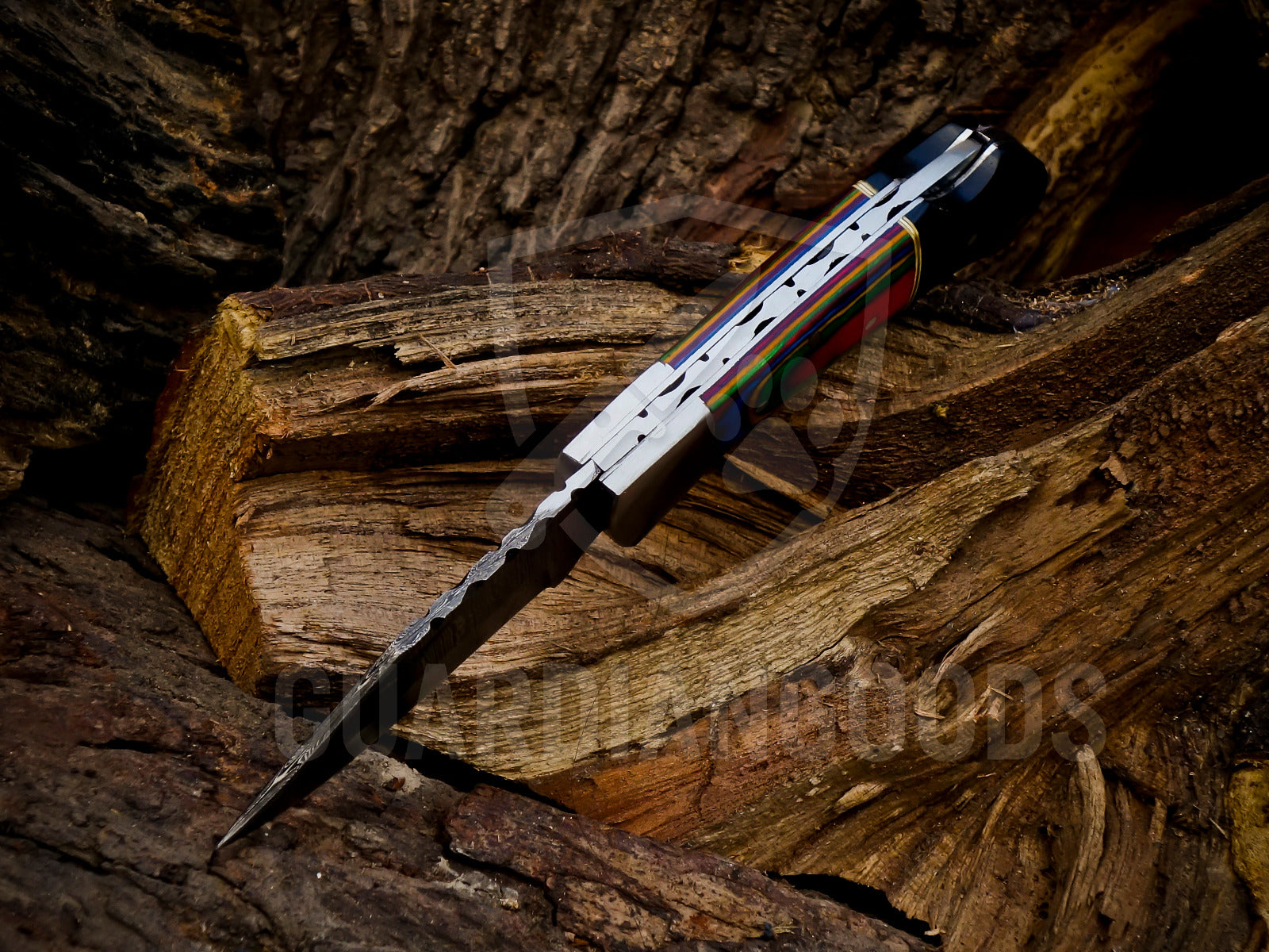 Personalized Handmade 6.75"Damascus Steel Pocket Knife, Folding EDC Hunting Knife, Wood Handle, Groomsmen Gift With Leather Sheath