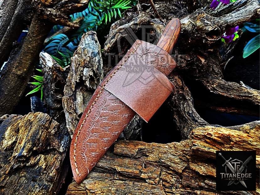Personalized Handmade Damascus Steel Bowie Knife Hunting Knife: Forged Camping Knife, Gift for Groomsmen With Leather Sheath