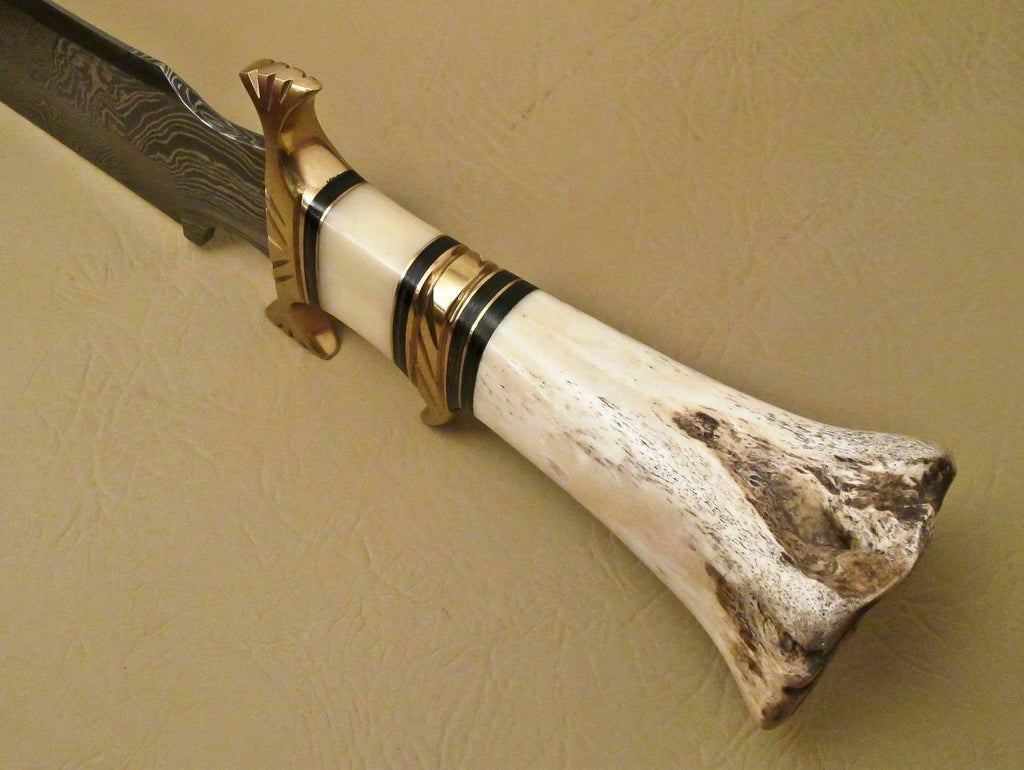Personalized Damascus knife Gift Forged DAMASCUS Steel Hunting Knife With Camle BONE Handle, Gift for him, Outdoor Knife gift