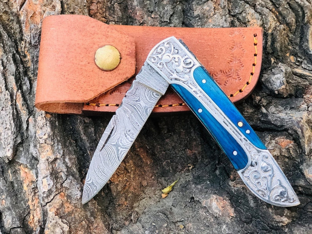 Handmade Damascus Pocket Knife Folding Knife For Men Gift For Father Camping Knife Pocket Knife For Women Gift For Fiancé Gift for Wife