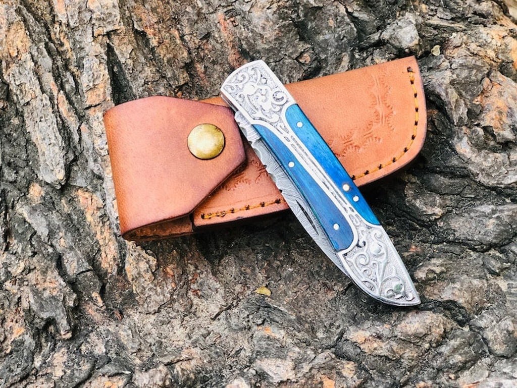 Handmade Damascus Pocket Knife Folding Knife For Men Gift For Father Camping Knife Pocket Knife For Women Gift For Fiancé Gift for Wife